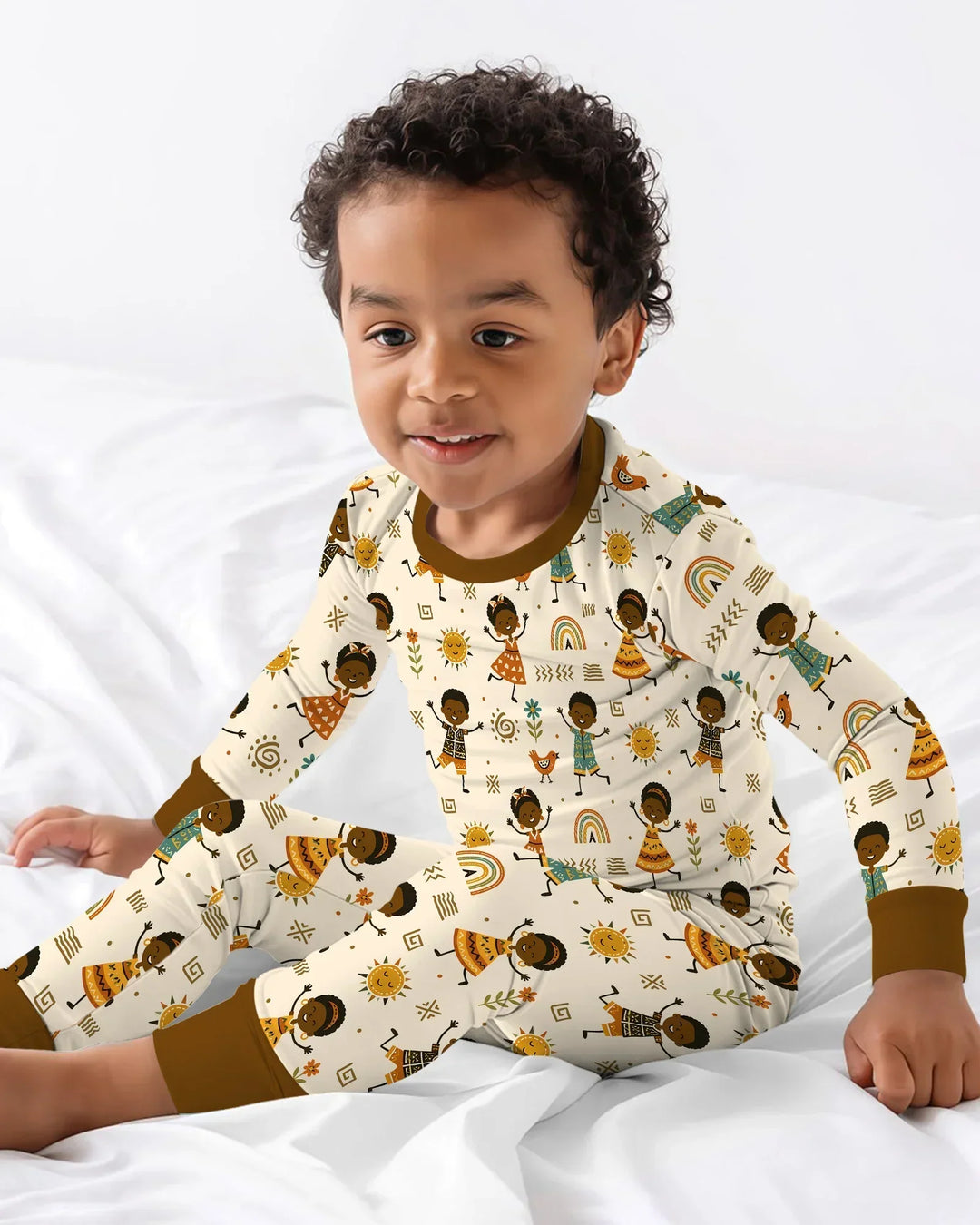 Zweiteiliges Langarm-Pyjama-Set mit Sommerfrüchten