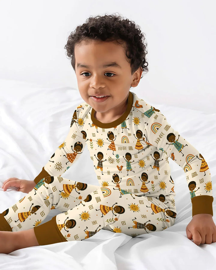 Zweiteiliges Langarm-Pyjama-Set mit Sommerfrüchten
