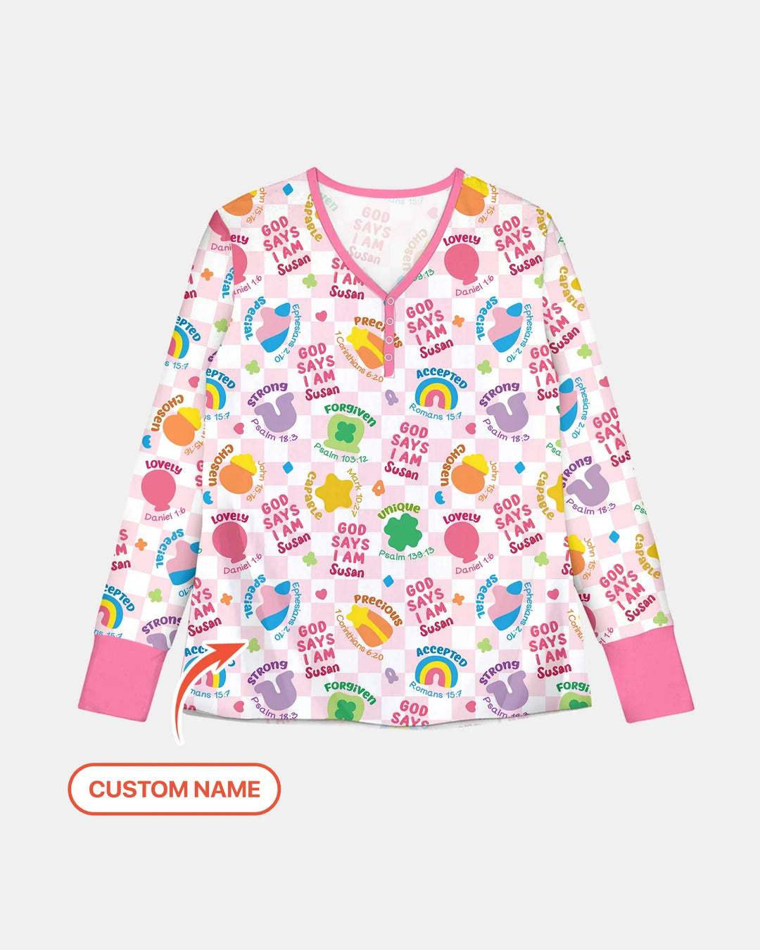 God Says I Am St. Patrick's Day Personalisierter Familien-Pyjama aus Bambus für Damen