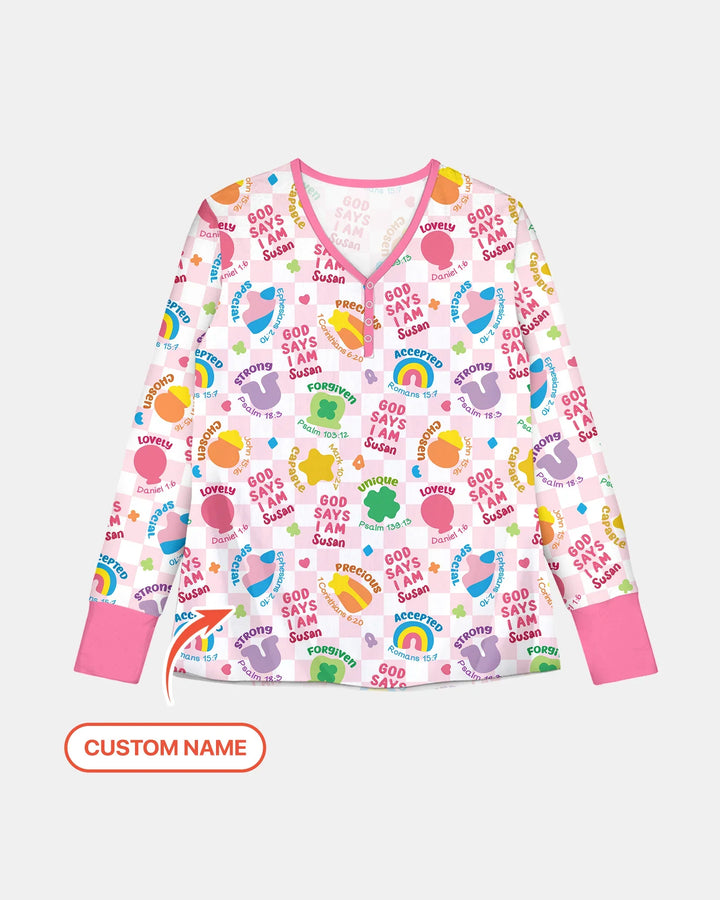 God Says I Am St. Patrick's Day Personalisierter Familien-Pyjama aus Bambus für Damen