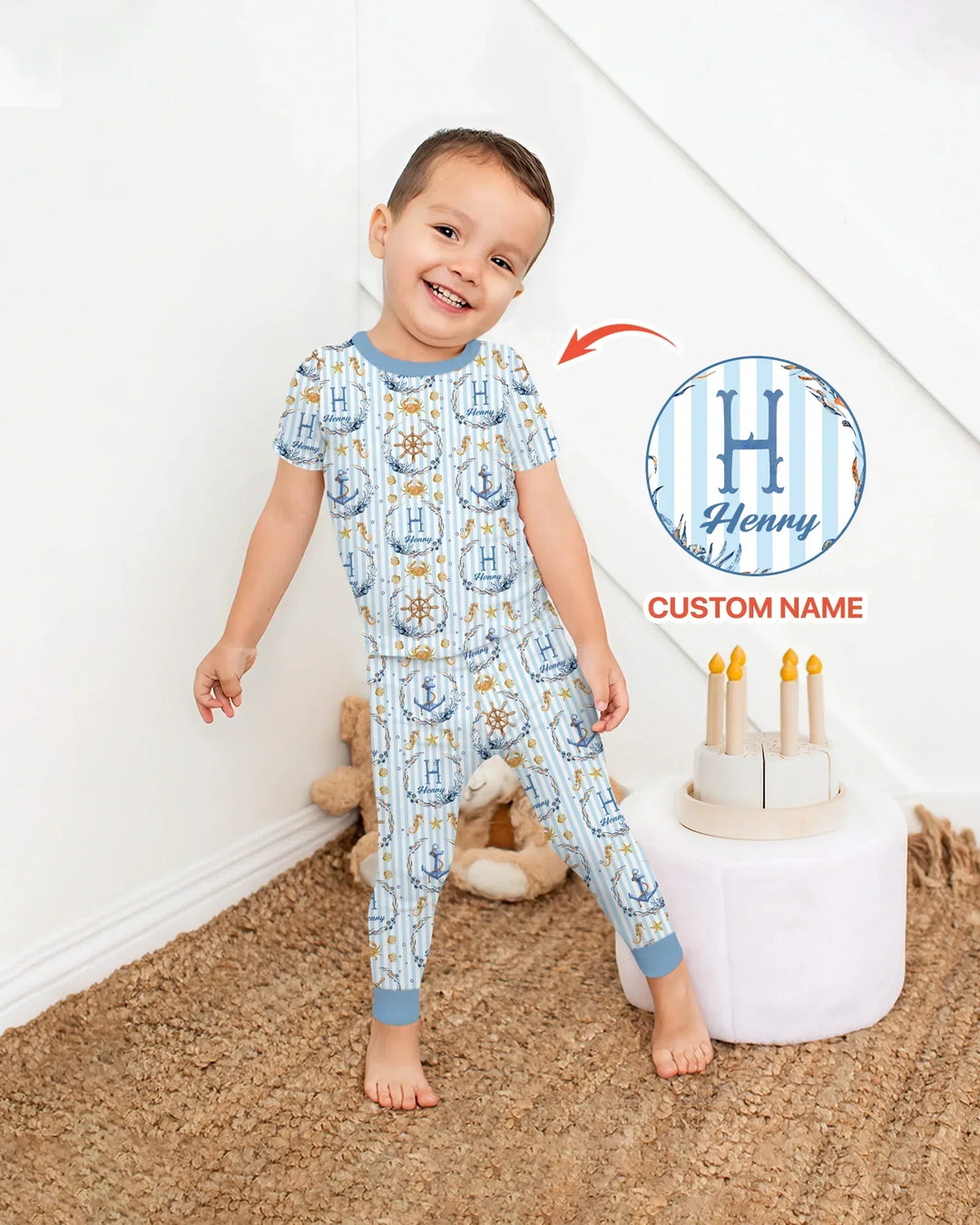 Zweiteiliges, kurzärmliges Pyjama-Set mit Marienkäfern