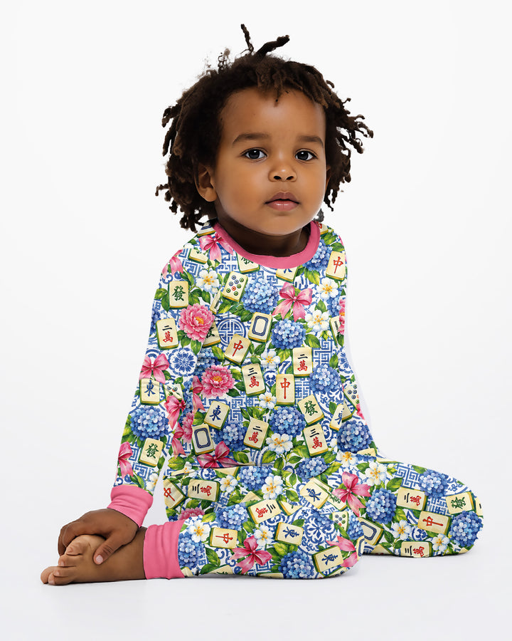 Mahjong in Bloom Bamboo Two Piece Long Sleeve Pajama Set