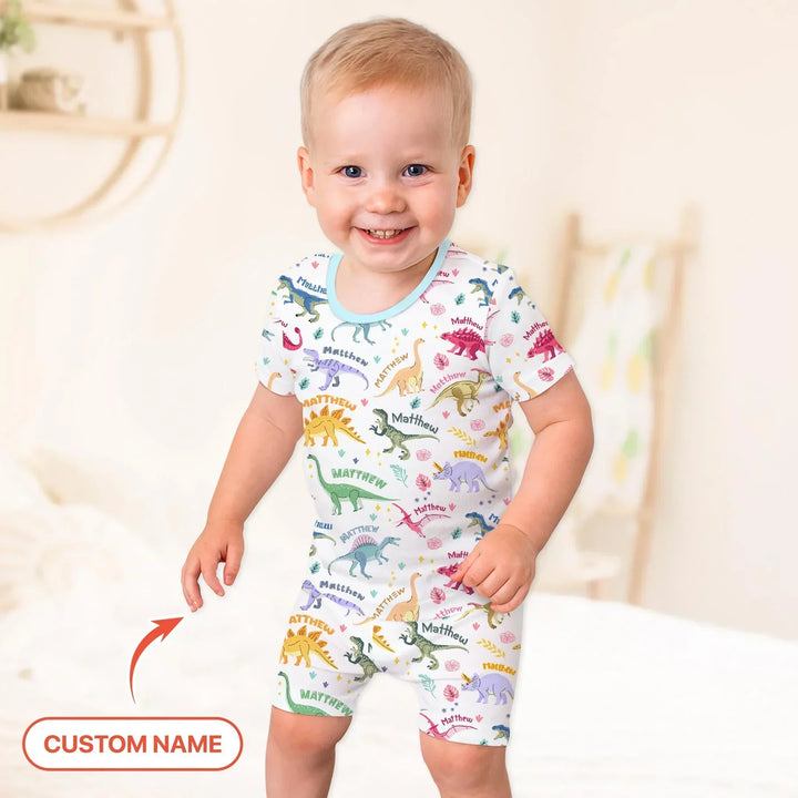 Zweiteiliges Pyjama-Set mit kurzen Ärmeln und Shorts im Sommer-Design