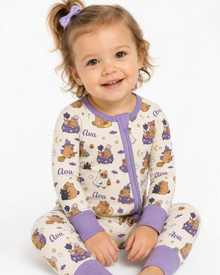 Custom Name Kawaii Halloween Capybara Bamboo Convertible Zippy