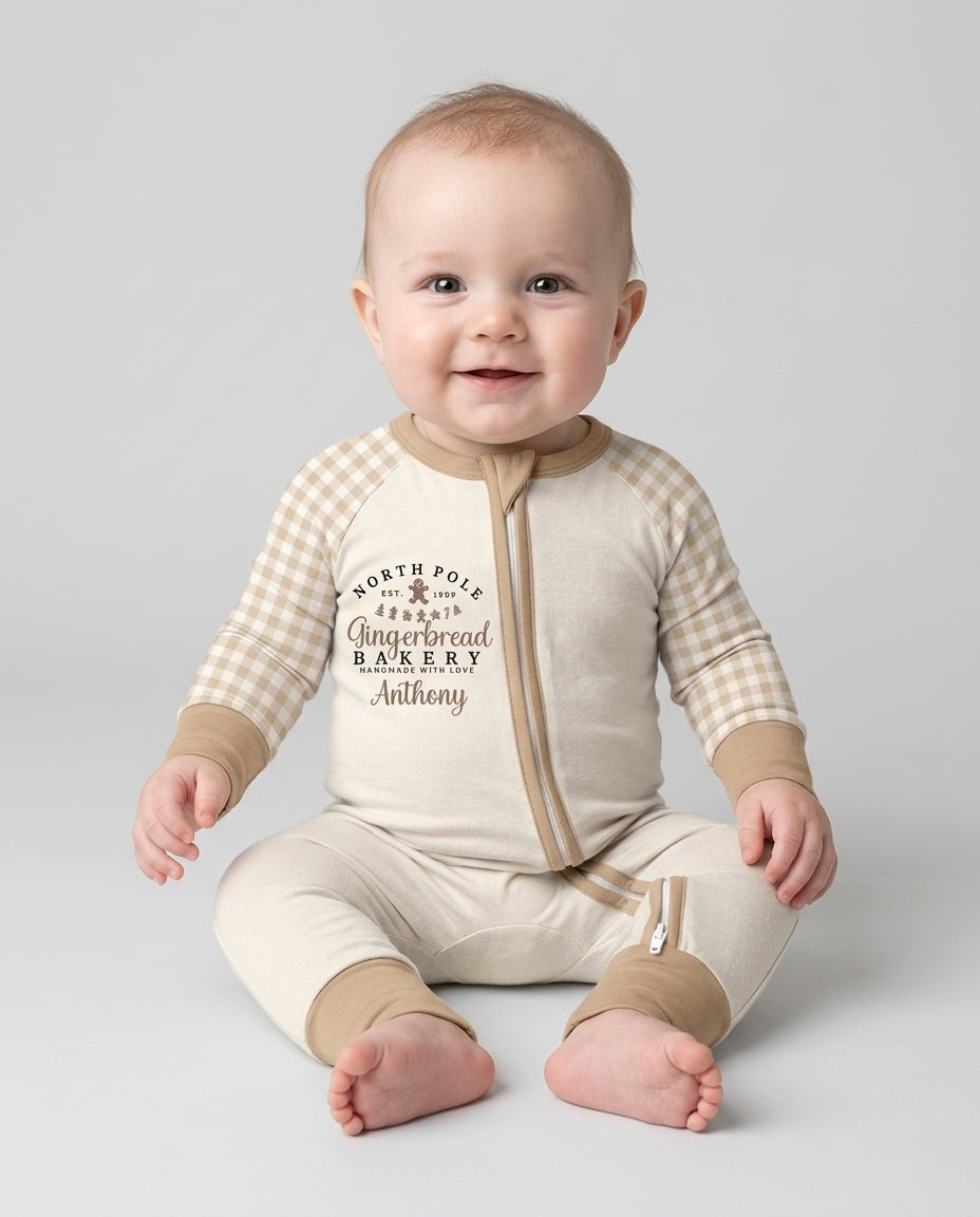 Custom Name Gingerbread Bakery Bamboo Convertible Zippy