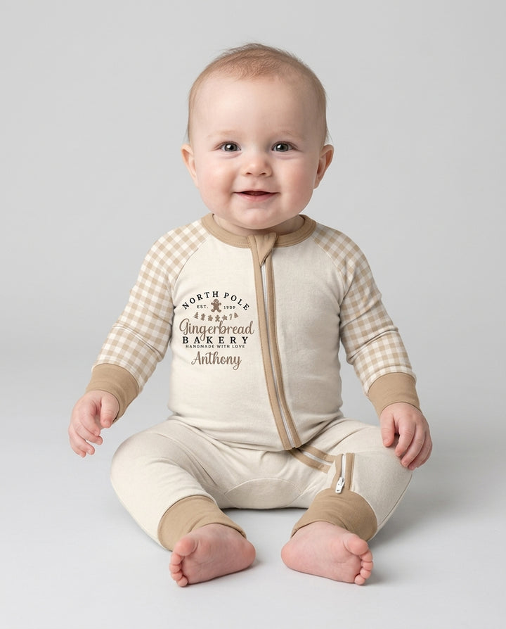 Custom Name Gingerbread Bakery Bamboo Convertible Zippy