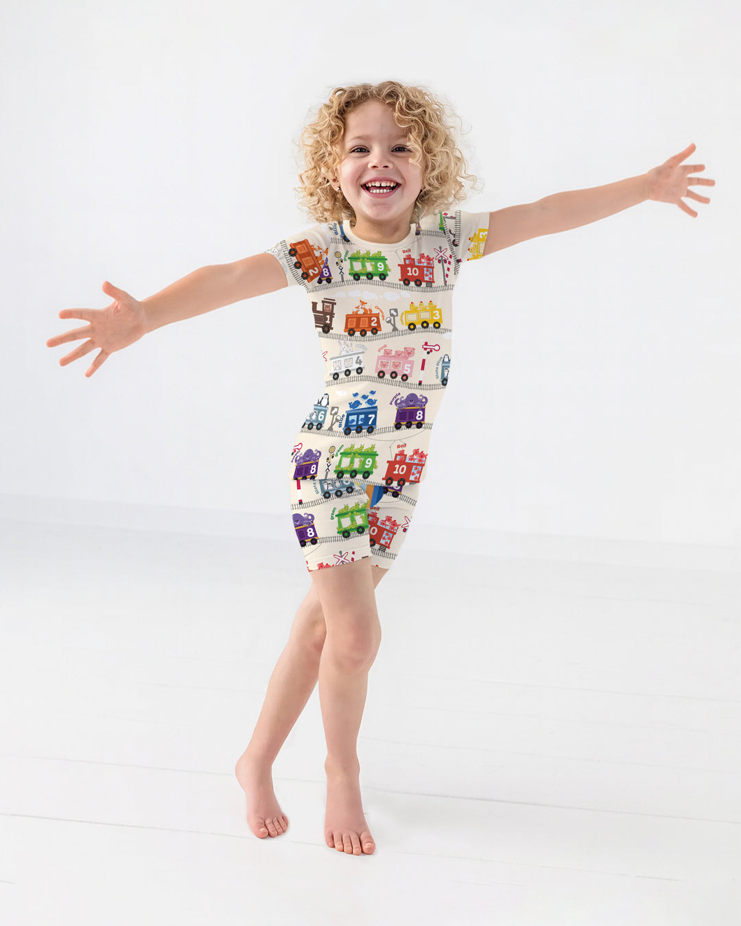 Color Train Bamboo Two Piece Short Sleeve Shorts Pajama Set