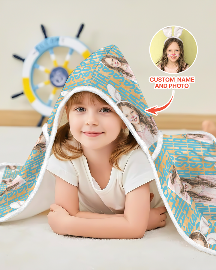 Colorful Kids Name Bamboo Blanket Hoodie