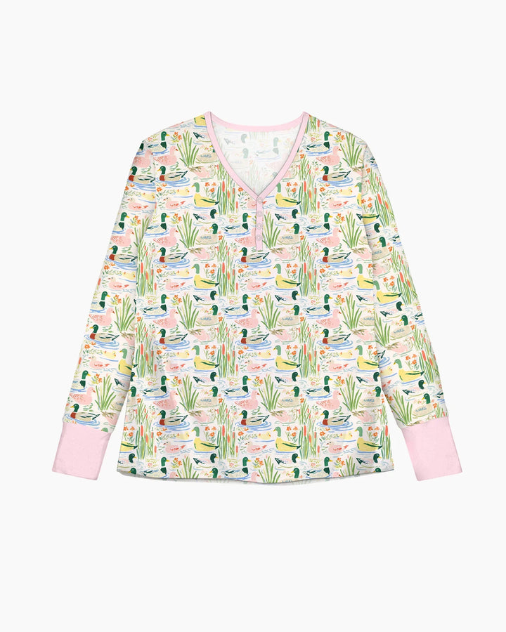 Ausgefallenes Stockenten-Pyjama-Set aus Bambus für Damen