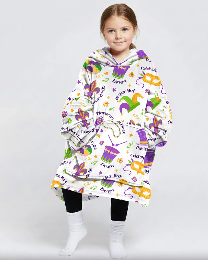 Mardi Gras Familien-Partnerlook Bambus-Deckenhoodie