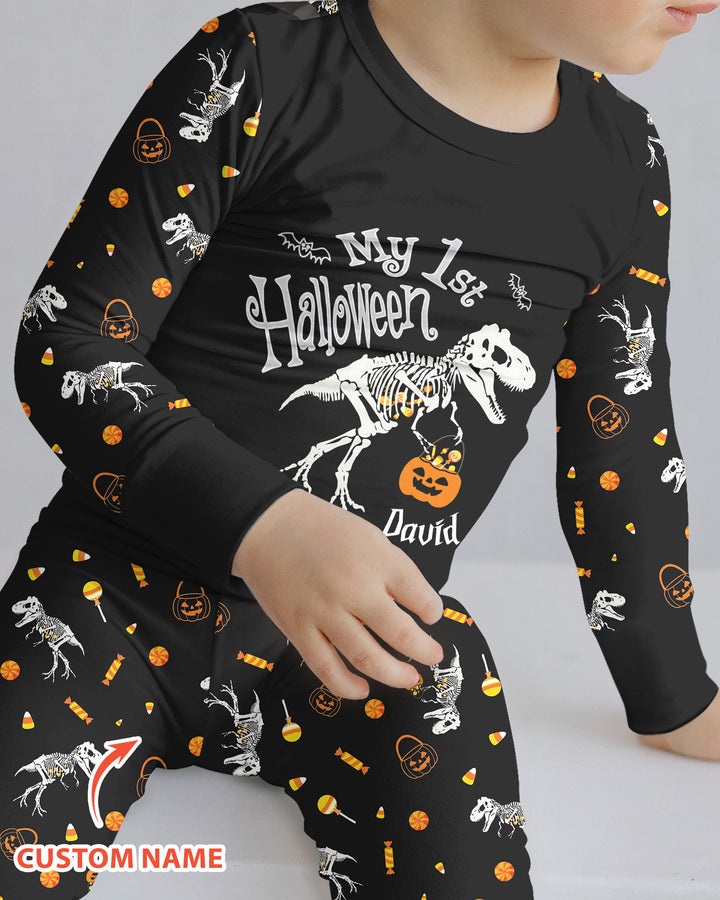 My First Halloween Dinosaur  Bamboo Two Piece Long Sleeve Pajama Set