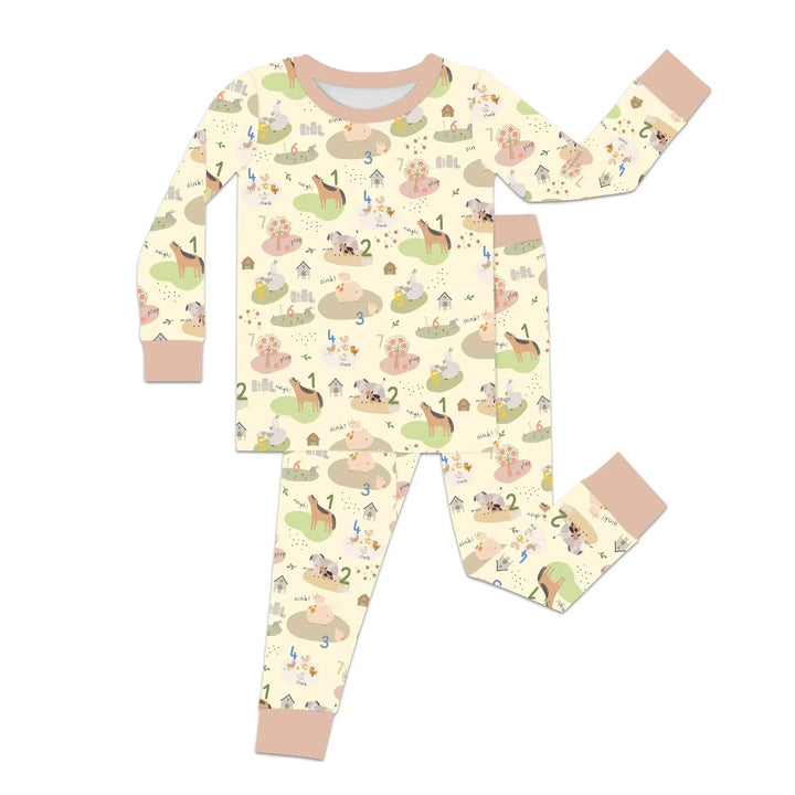 Zweiteiliges Langarm-Pyjama-Set mit Sommerfrüchten