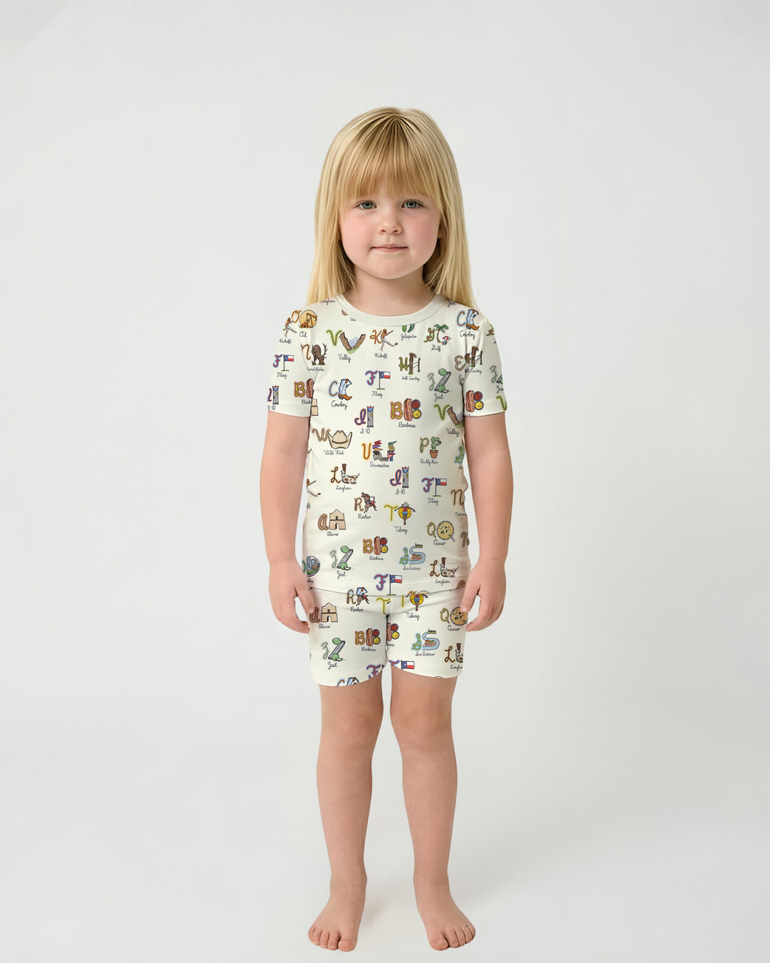 Texas Alphabet Bamboo Two Piece Short Sleeve Shorts Pajama Set