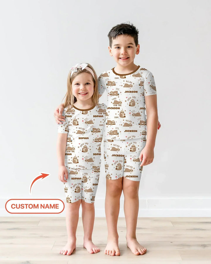 Zweiteiliges Pyjama-Set mit kurzen Ärmeln und Shorts im Sommer-Design