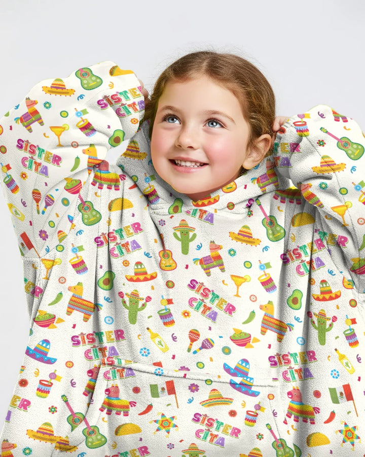 Cinco de Mayo Familie passende tragbare Bambus-Decken-Hoodie