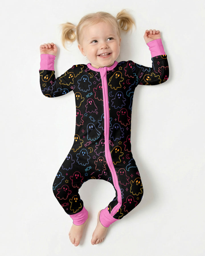 Halloween Colorful Neon Ghost Baby Boo  Bamboo Convertible Zippy