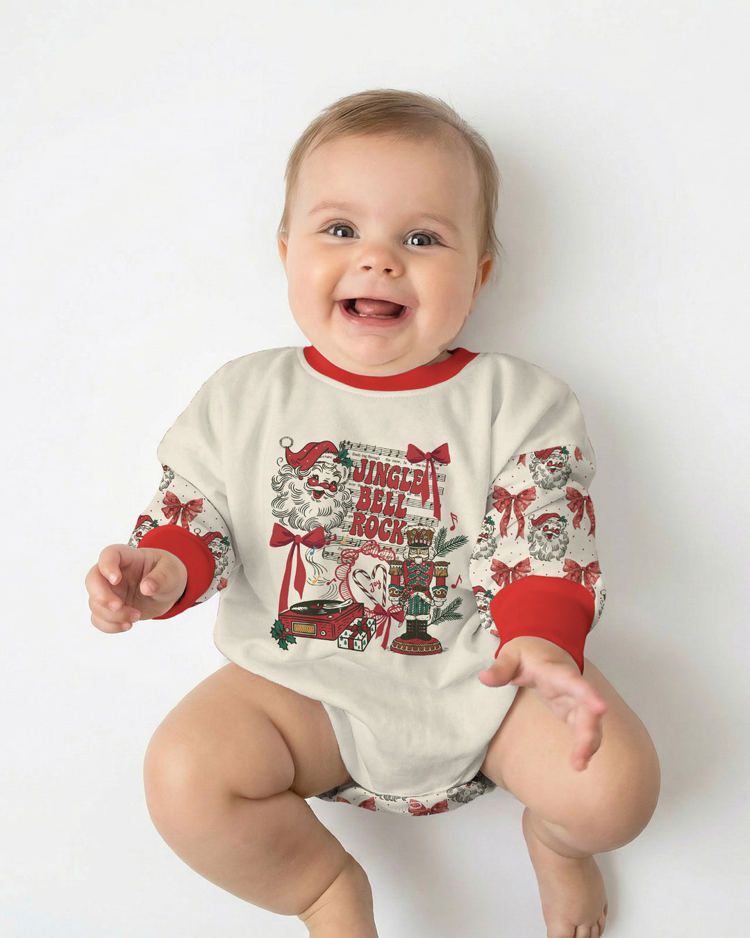 Retro Christmas Jingle Bell Rock Bamboo Bubble Romper