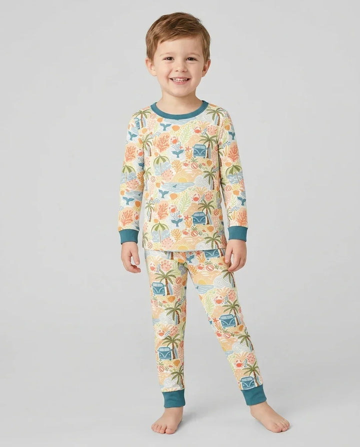 Zweiteiliges Langarm-Pyjama-Set mit Sommerfrüchten