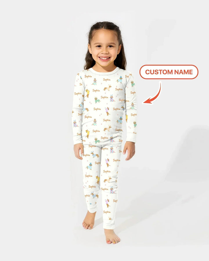 Zweiteiliges Langarm-Pyjama-Set mit Sommerfrüchten