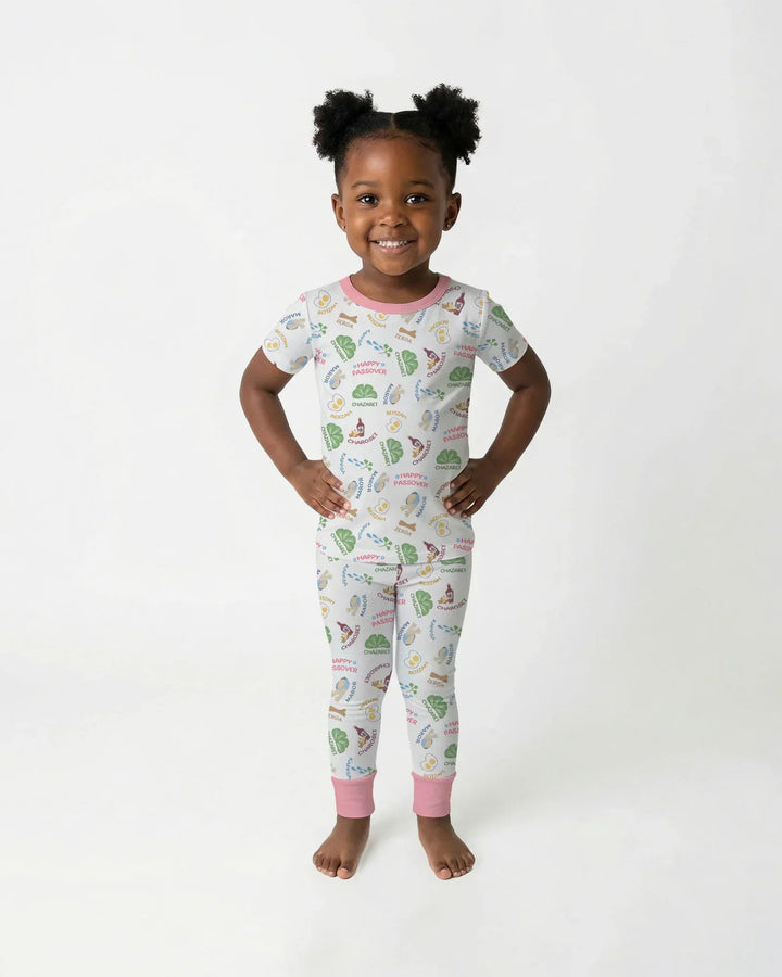 Happy Passover Matching Family Bamboo Two Piece Short Sleeve Pajama Set