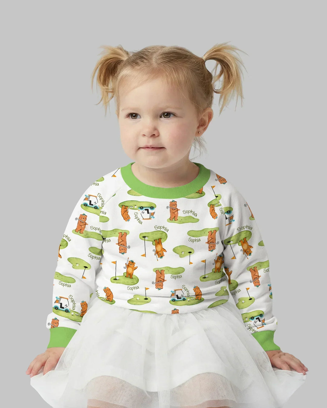 Custom Name Little Bear Golf Club Bamboo Crewneck Sweatshirt