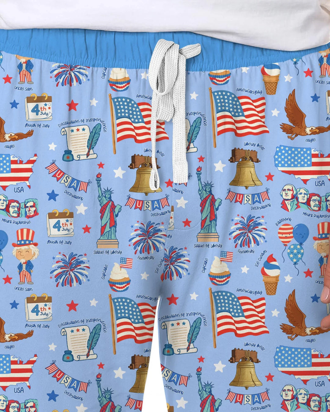 Hand Drawn Patriotic Iconic Bamboo Men's Pajama Set