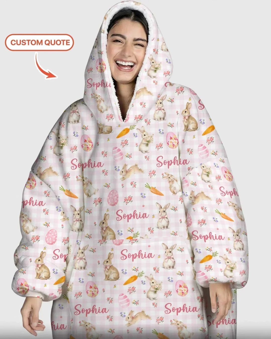 Personalisierte Bunny Garden Bambus Decken-Hoodie