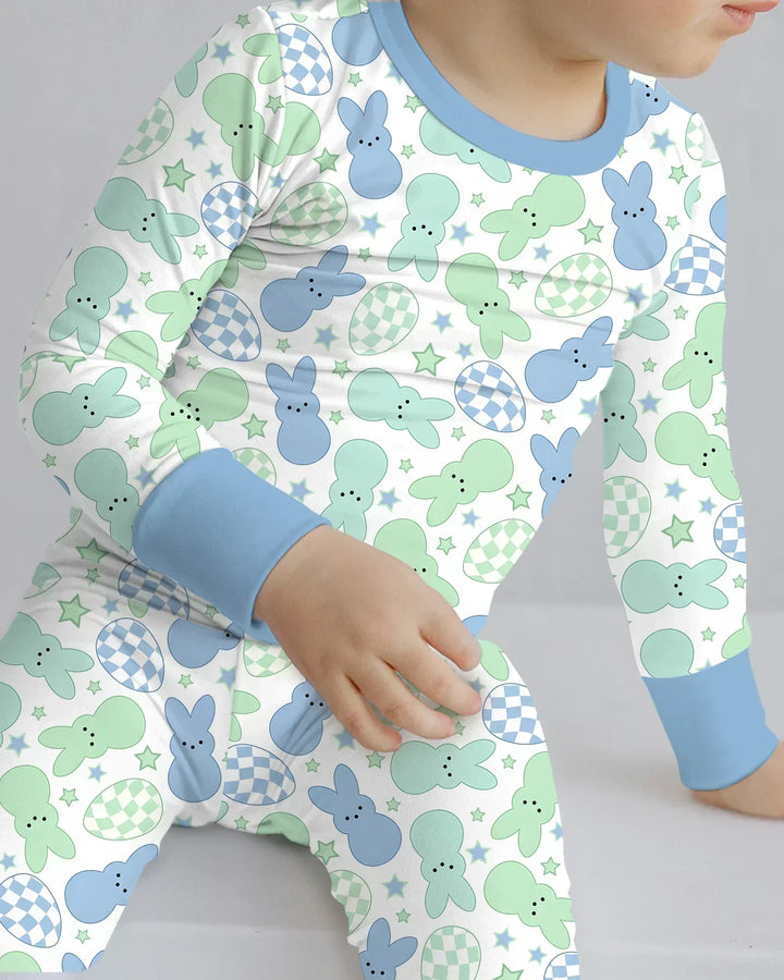 Easter Peep Bunnies Bamboo Two Piece Long Sleeve Pajama Set