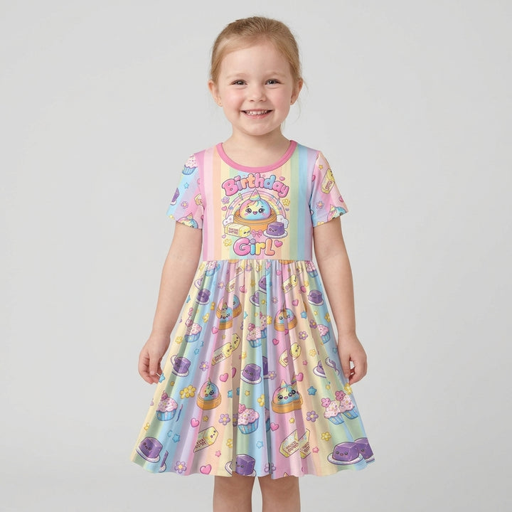 Personalized Squishy Party Birthday Girl Bamboo Twirl Dress