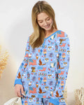 Handgezeichnetes patriotisches kultiges Bambus-Damen-Pyjama-Set