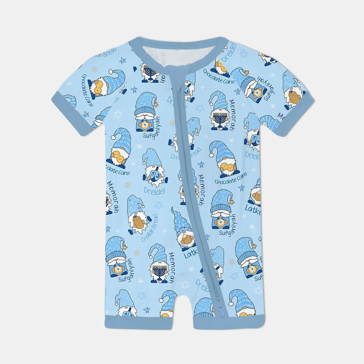 Happy Hanukkah Matching Family Shorty Zippy , Happy Hanukkah Matching Family Shorty Zippy - 0-3M / Boy