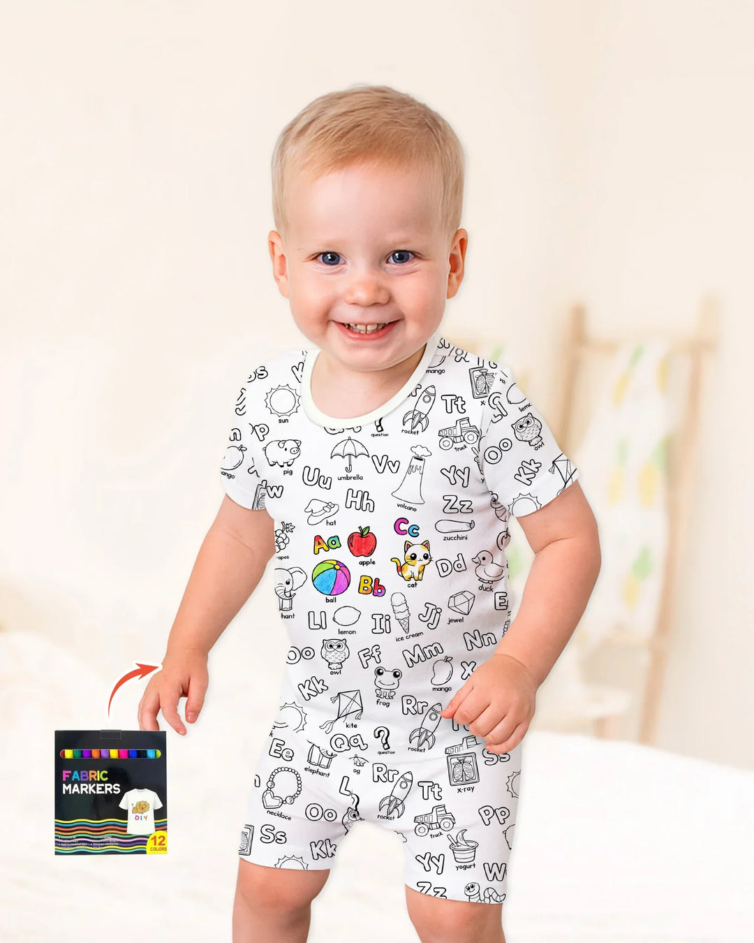 Template Zweiteiliges Pyjama-Set mit kurzen Ärmeln und Shorts