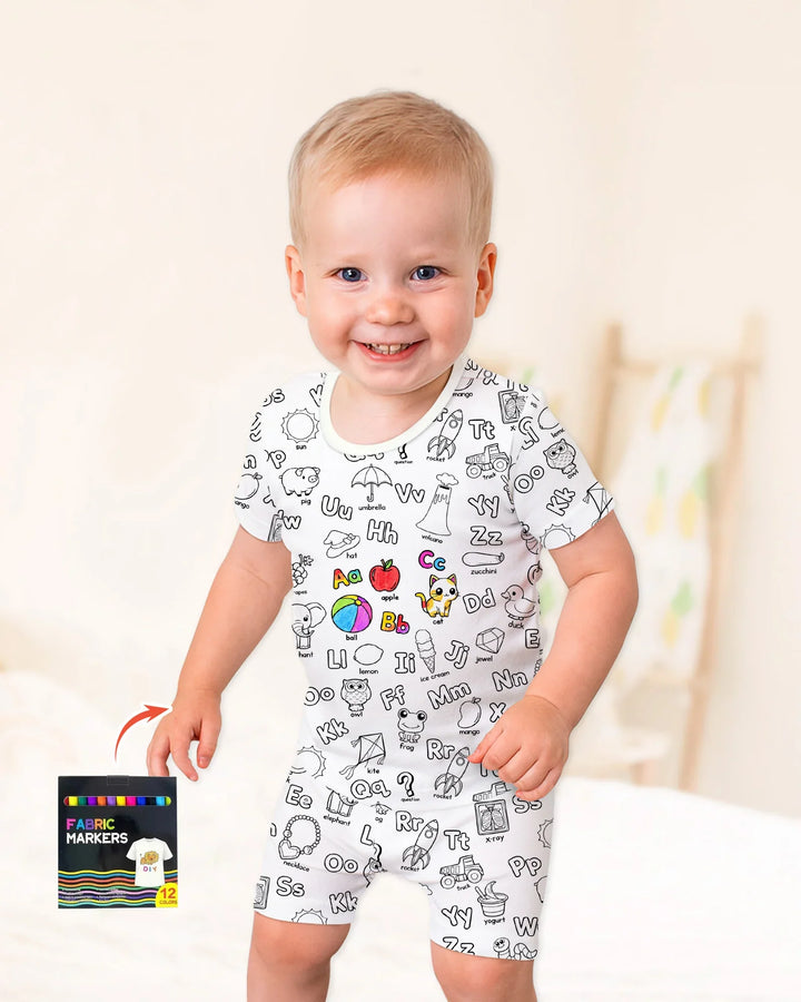 Template Zweiteiliges Pyjama-Set mit kurzen Ärmeln und Shorts