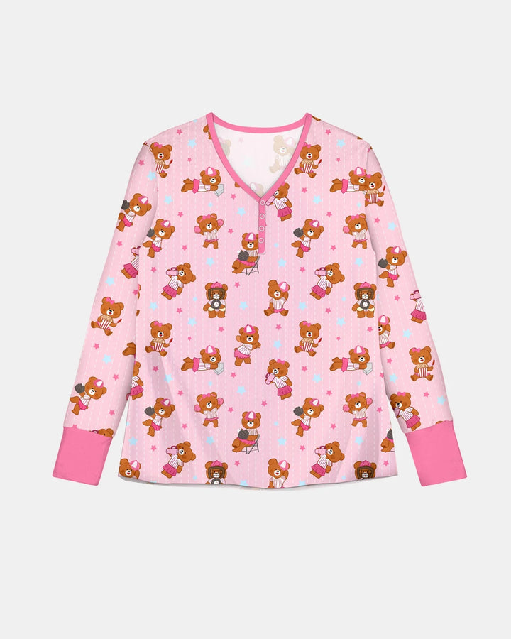Geboren, um Baseball zu spielen, Damen-Pyjama-Set aus Bambus