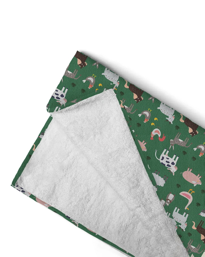 Green Farm Animals Bamboo Swim Poncho