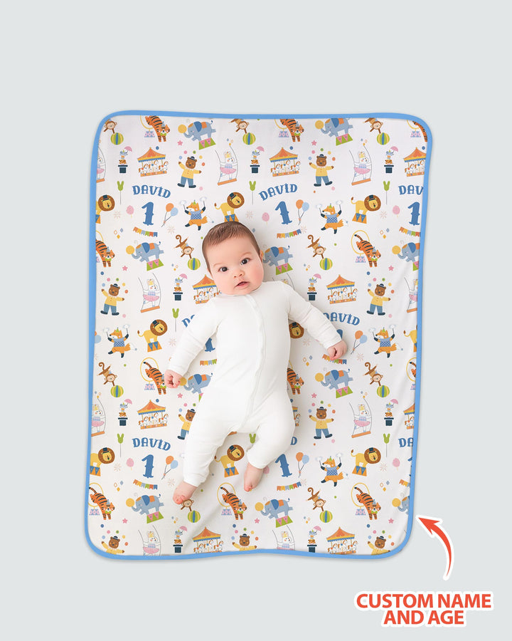 Custom Name Birthday Circus Bamboo Blanket