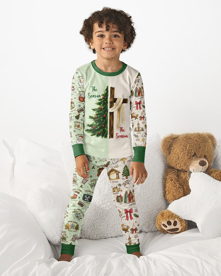 Jesus Is The Reason For The Season Family Matching Bamboo Two Piece Long Sleeve Pajama Set