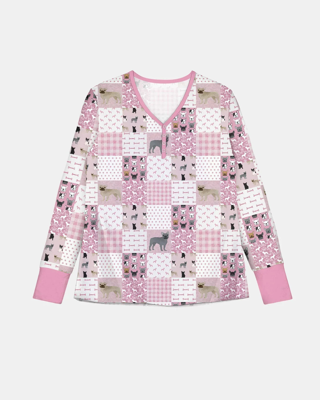 Frenchies Patchwork Family Matching Bamboo Women Pajama Set