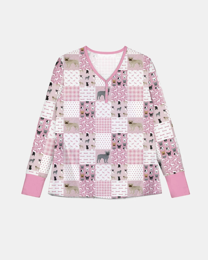 Frenchies Patchwork Family Matching Bamboo Women Pajama Set