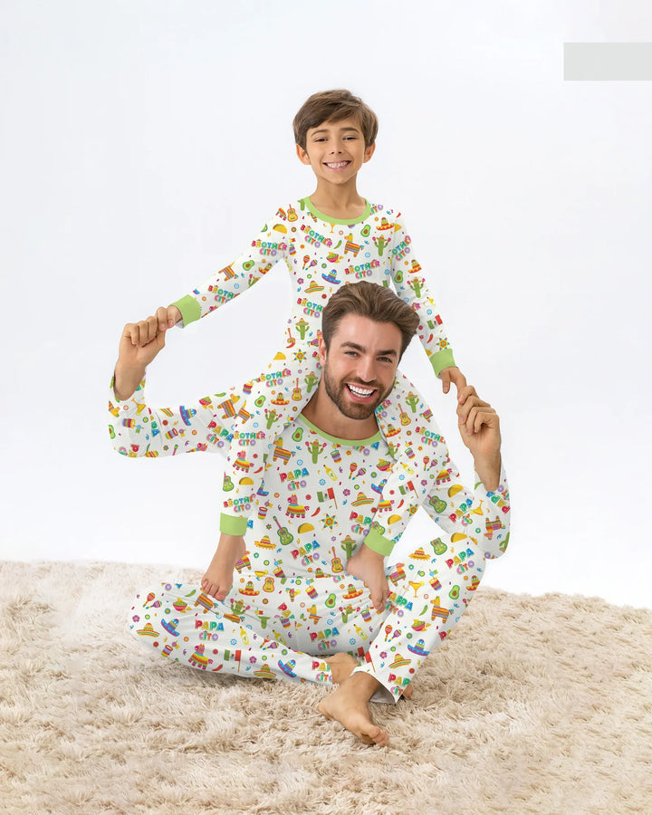 Zweiteiliges Langarm-Pyjama-Set mit Sommerfrüchten