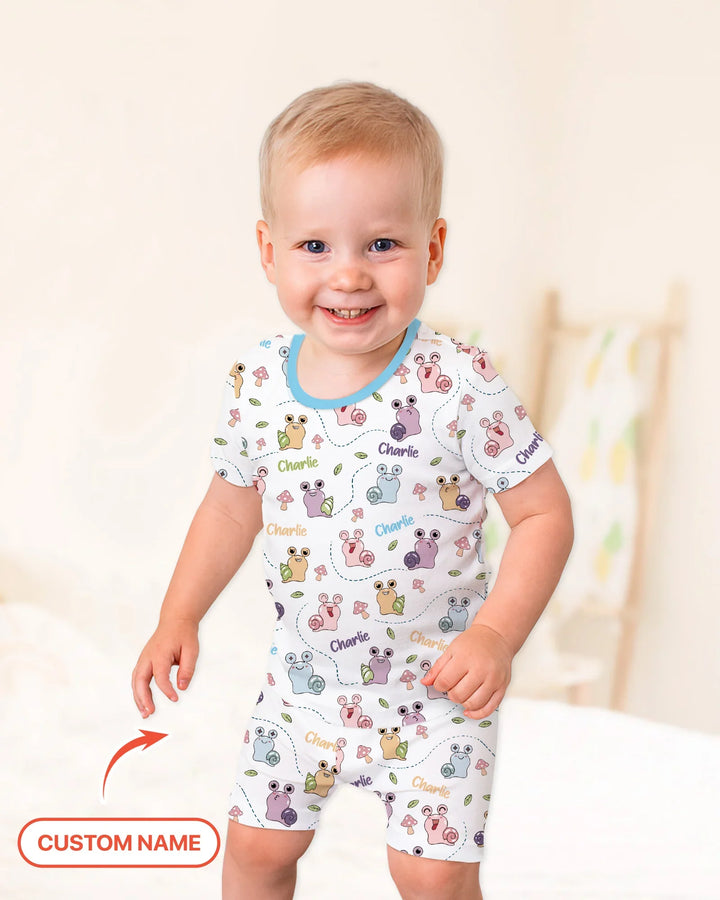 Custom Name Snailed it! Bamboo Two Piece Short Sleeve Shorts Pajama Set