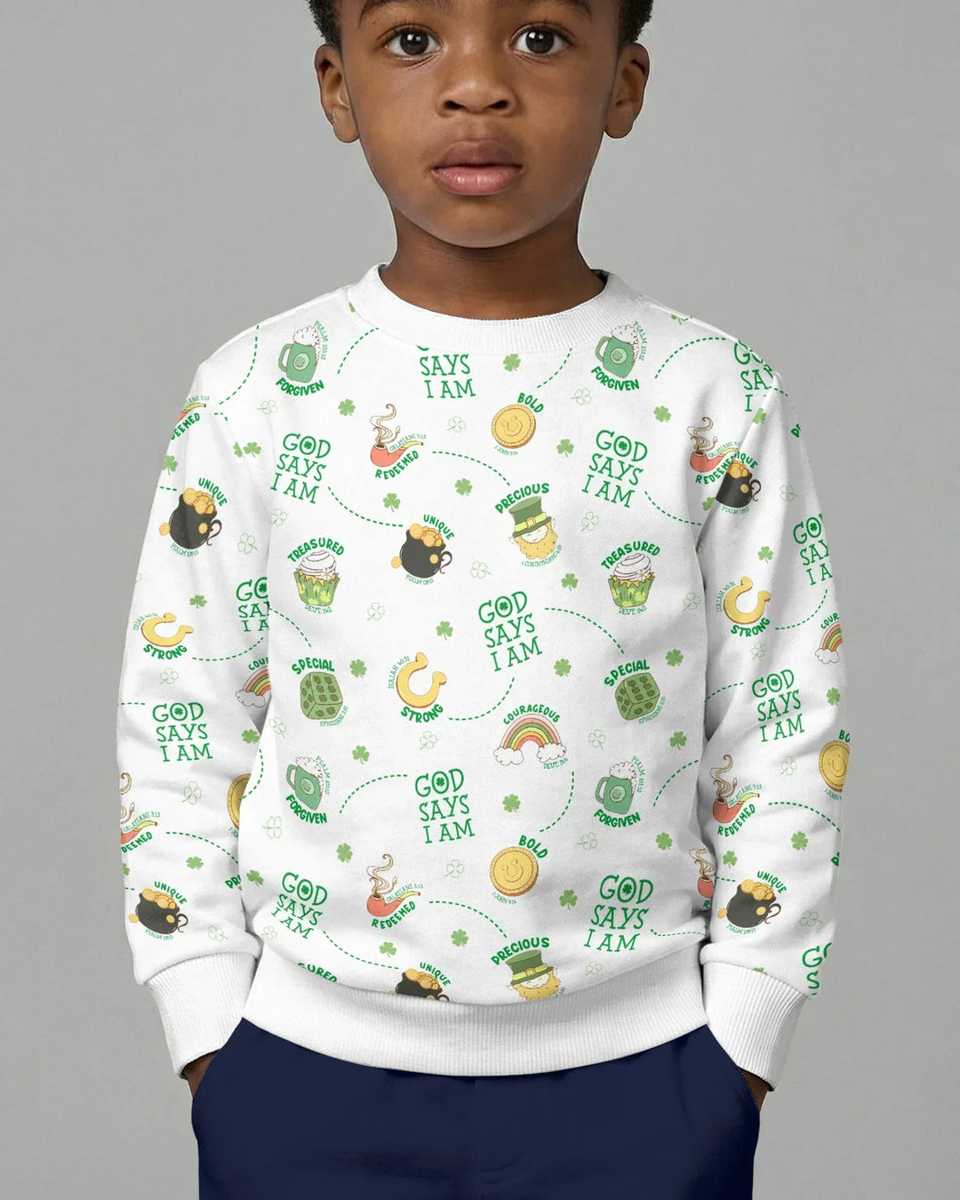 St. Patrick's Day Gott sagt, ich bin Bambus Rundhals-Sweatshirt