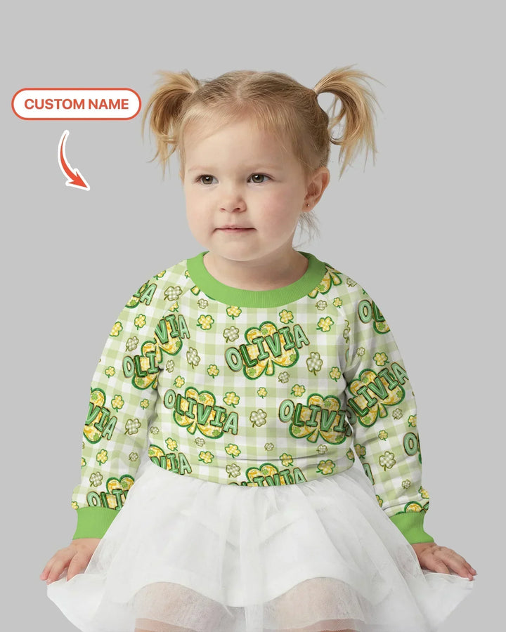Personalisierbares Bambus-Rundhals-Sweatshirt „Lucky Shamrock“