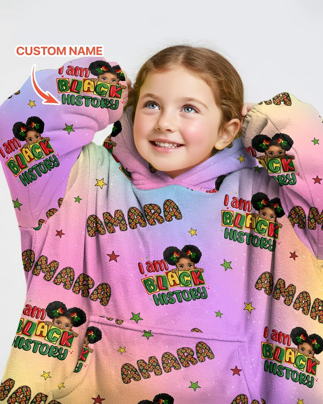 Personalisierter Name I Am Black History Personalisierter Bambus-Decken-Hoodie