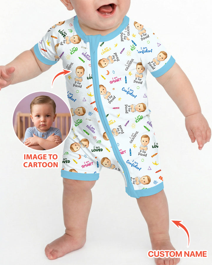 Kids Affirmations Custom  Bamboo Shorty Zippy