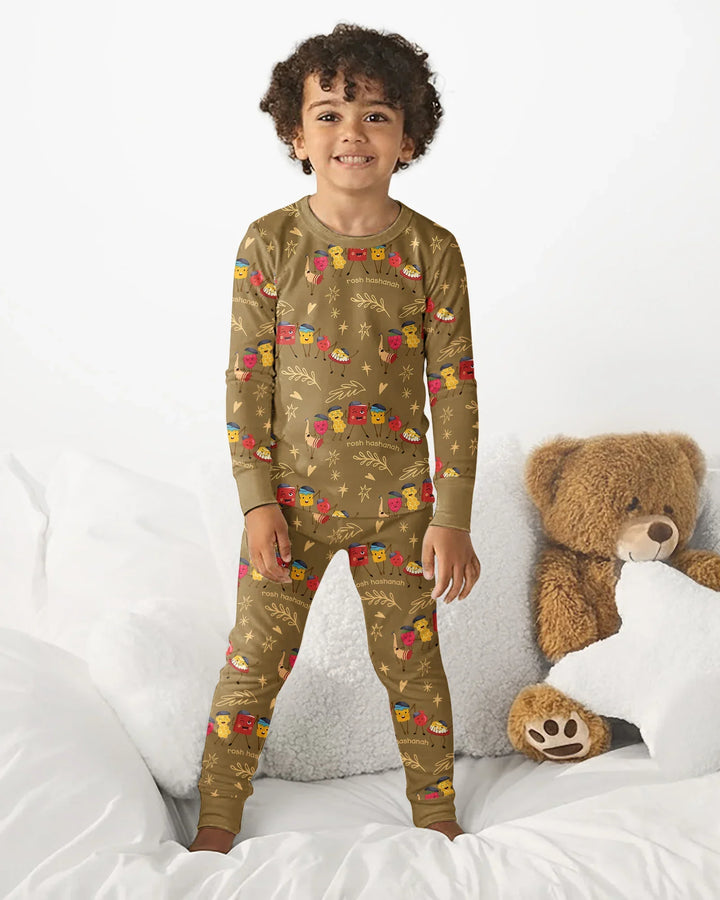 Zweiteiliges Langarm-Pyjama-Set mit Sommerfrüchten