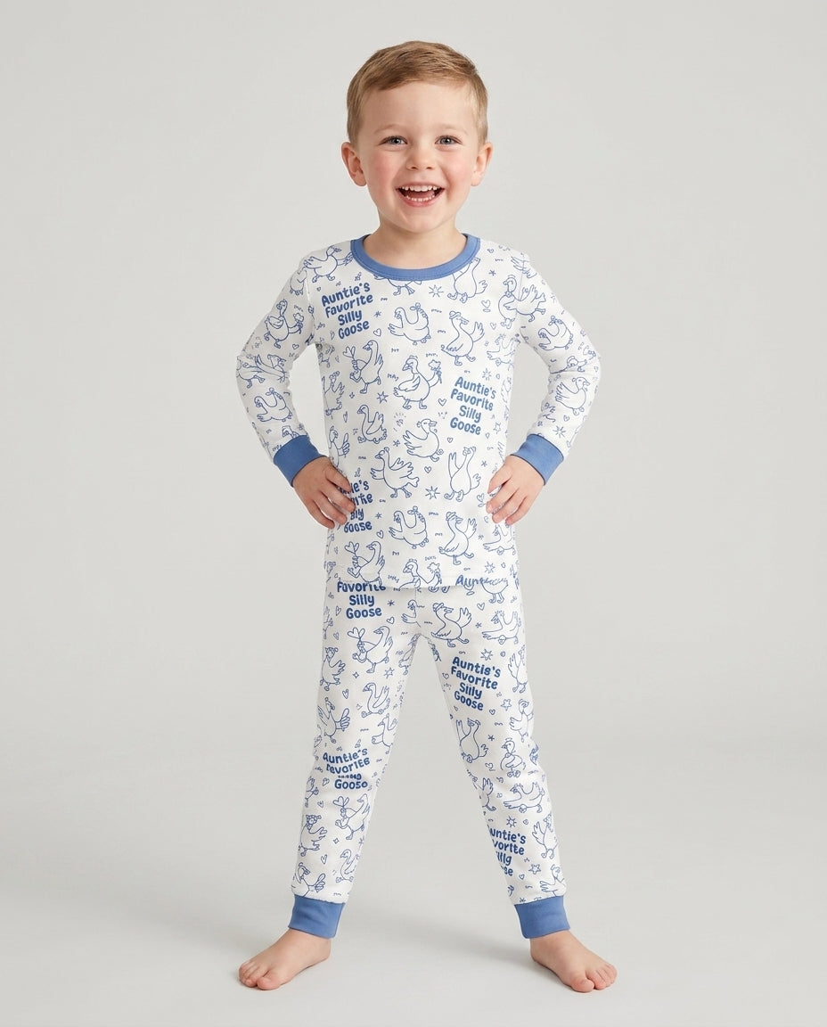 Auntie's Favorite Silly Goose Bamboo Two Piece Long Sleeve Pajama Set