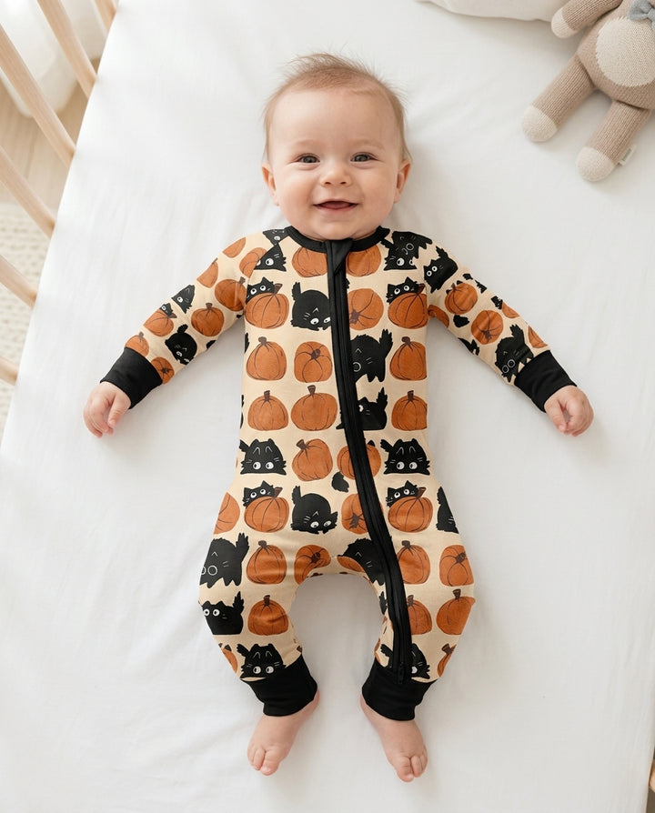 Black Cat Pumpkins Bamboo Convertible Zippy