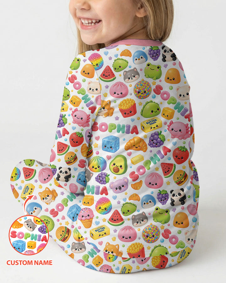 Just A Girl Who Loves Squishies Custom Name Bamboo Two Piece Long Sleeve Pajama Set