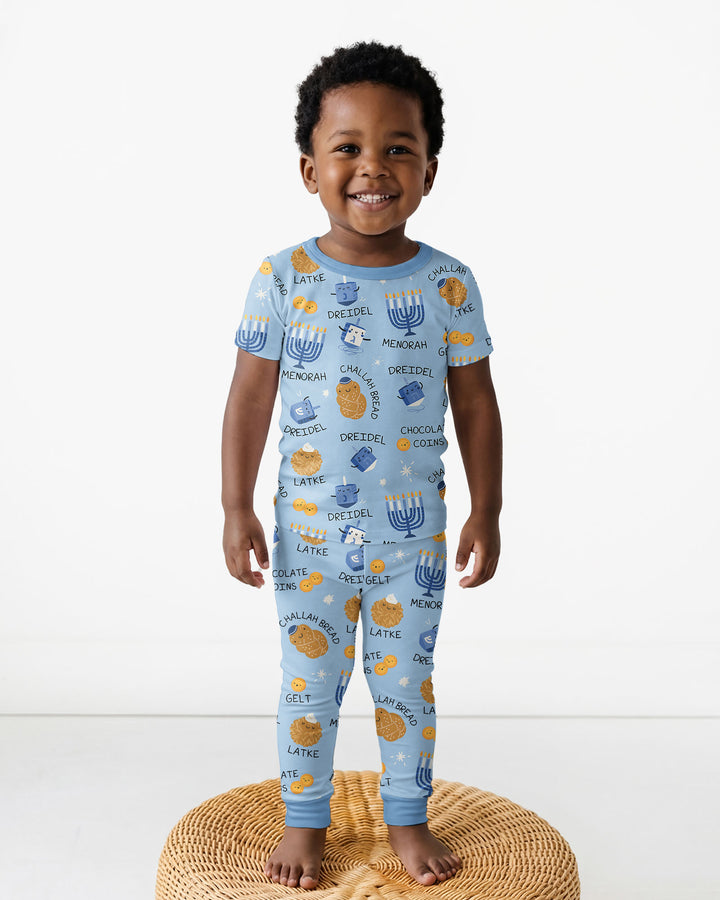Family Hanukkah Matching Bamboo Two Piece Short Sleeve Pajama Set